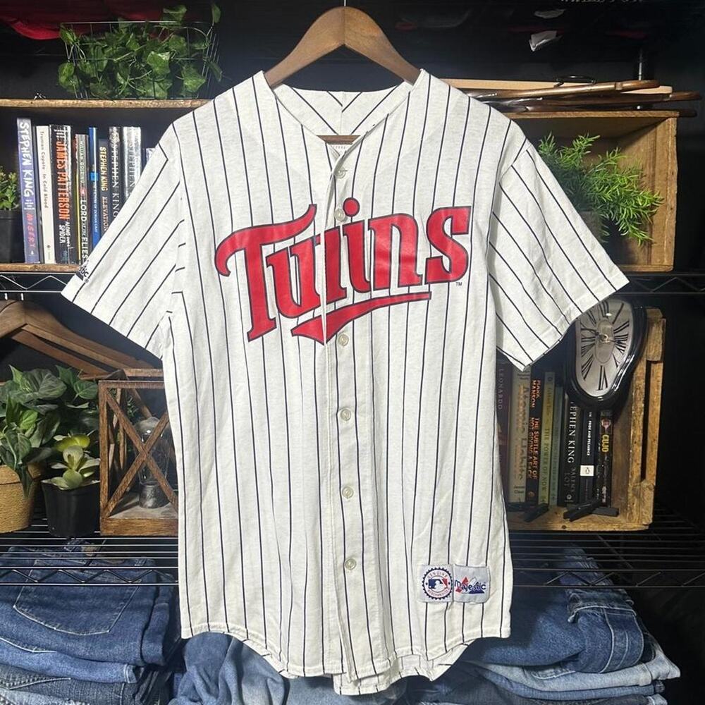 Vintage 90s Majestic Minnesota Twins Jersey White and Red MLB Baseball Tee Shirt